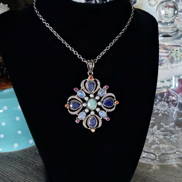 ***SOLD******NICKY BUTLER 925 Sterling Silver Lapis Moonstone Topaz Necklace - Picture 14 of 16